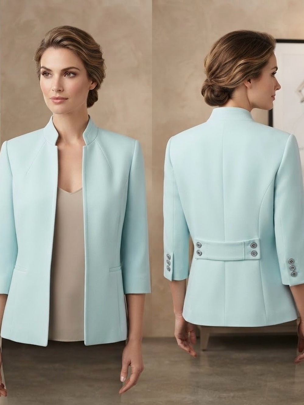 Preston & York Mint Open-Front Tailored Blazer